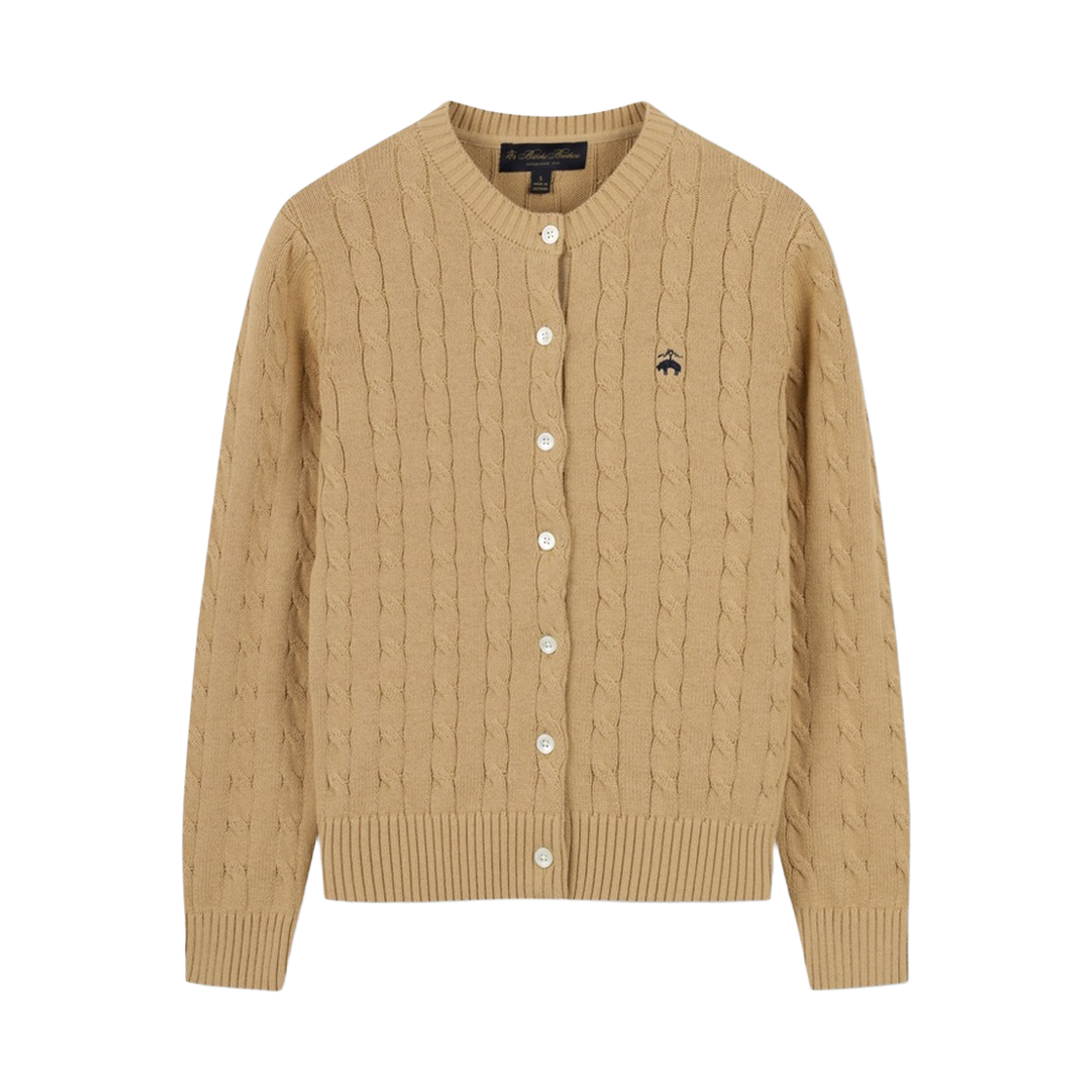 BBWCWBG101ZGS BrooksBrothers Women's Cotton Cable Cardigan Beige