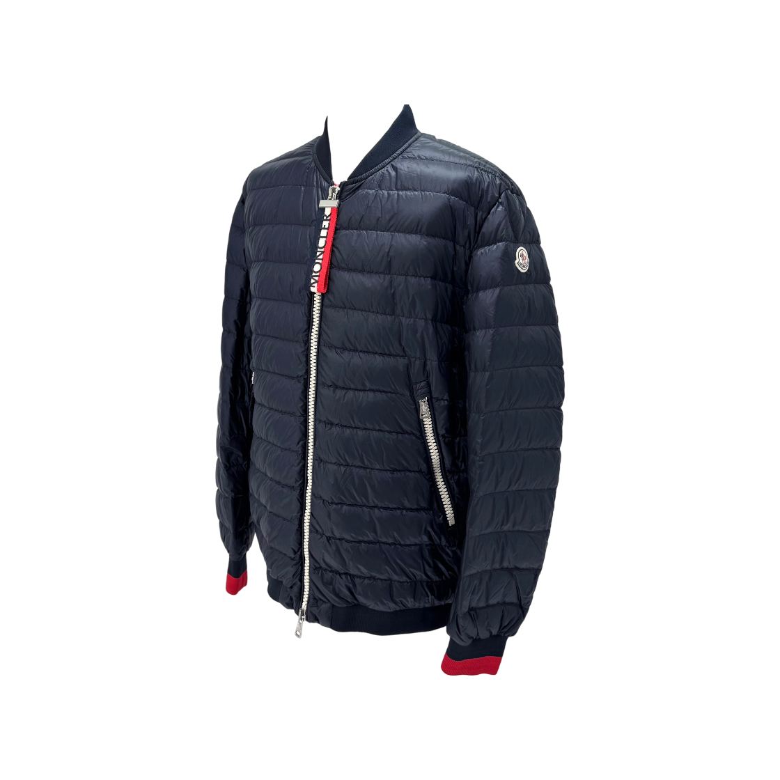 ITUHBDC6JL7M Moncler Three-Stripe Lightweight Bomber Jacket Navy