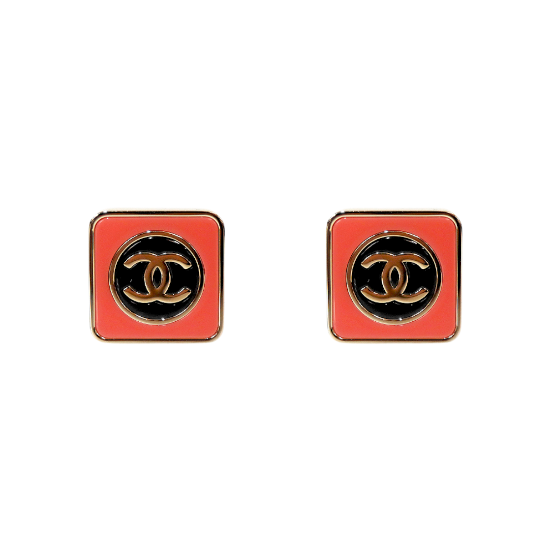 ITW5SA3H3WKT Chanel Pink CC Square Stud Earrings C-B61384