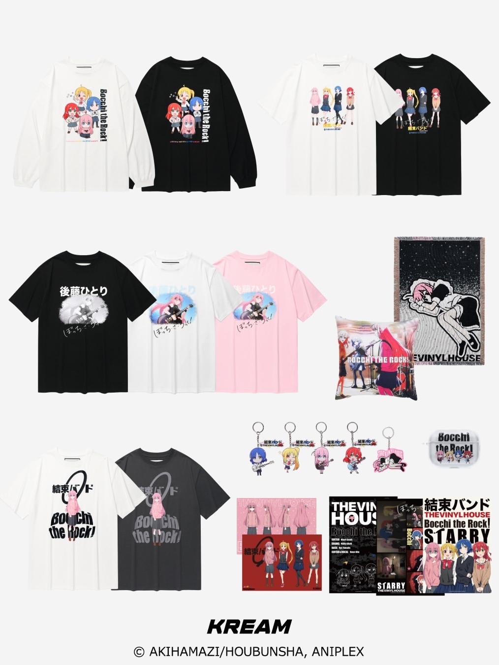 [KREAM 단독] Thevinylhouse x Bocchi the Rock! Kessoku Friends Tee Black, [KREAM 단독] Thevinylhouse x Bocchi the Rock! Kessoku Band Track Zip-Up Black 착용 스타일 - 3