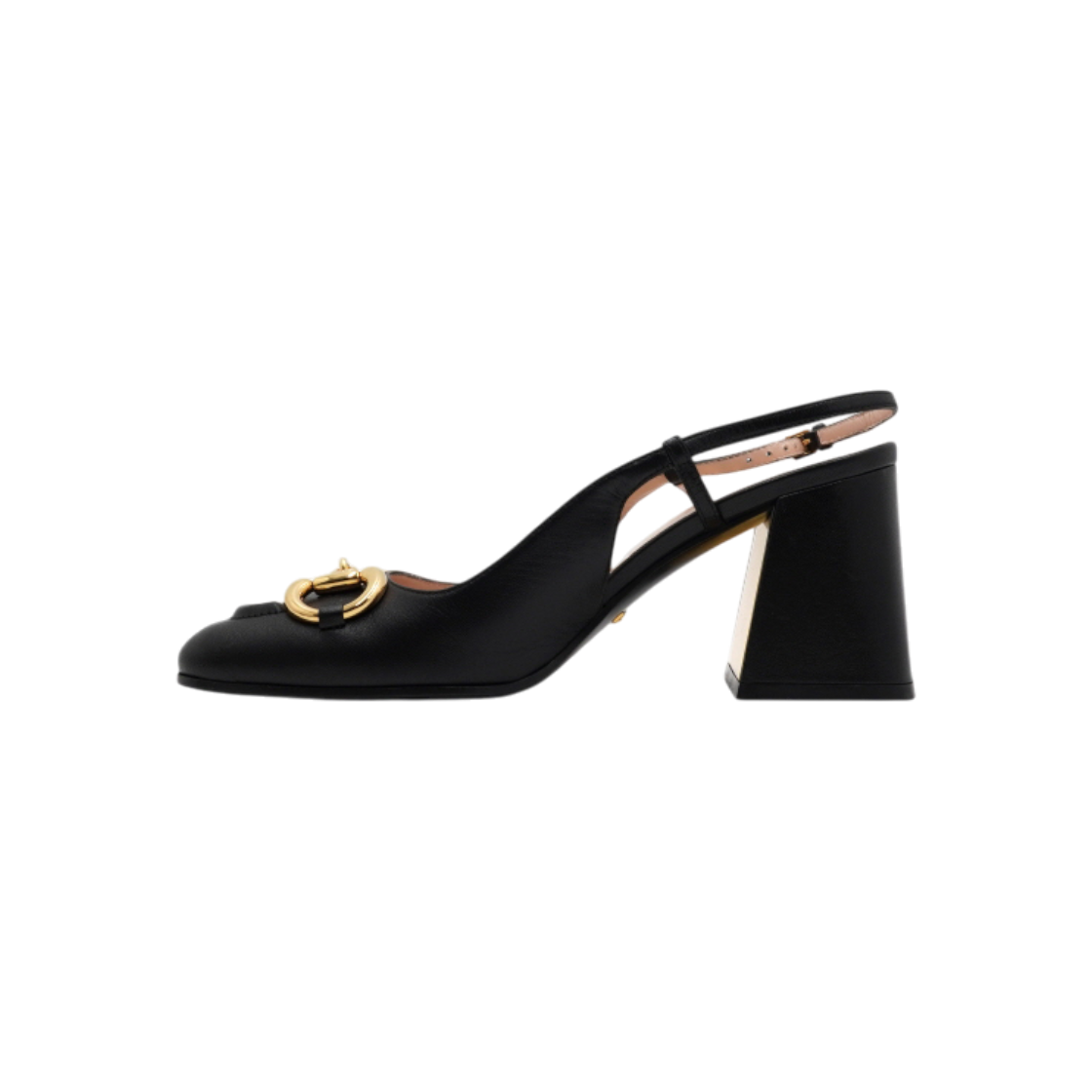 구찌 643892 블랙 레더 금장 홀스빗 슬링백 여성 구두aa65537(Gucci Black Leather Gold Horsebit Slingback Heels) - 1