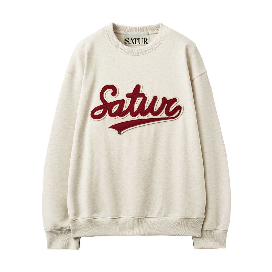 SA263UTM02OML0 SATUR Lugo Applique Sweatshirt Oatmeal
