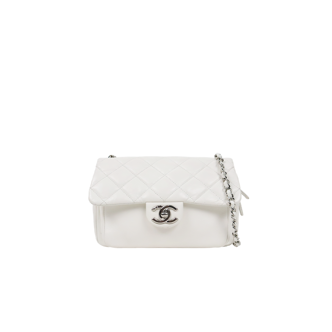 ITRPQQSN5G3O Chanel White Quilted CC Flap Chain Shoulder Bag A-A61495T