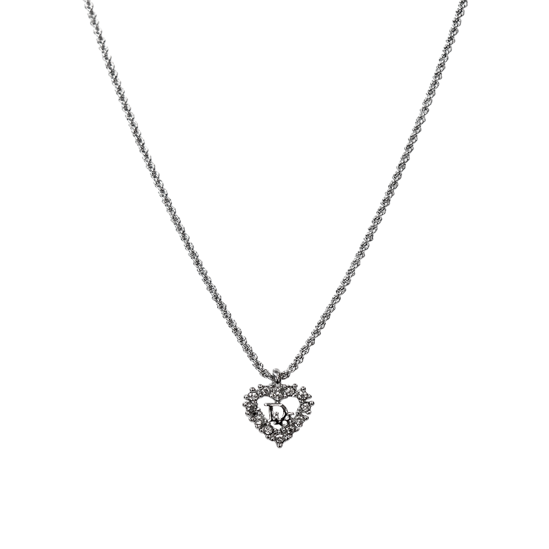 ITTIFR8LHO99 Dior Cubic Heart Oblique Silver Necklace A-B61295