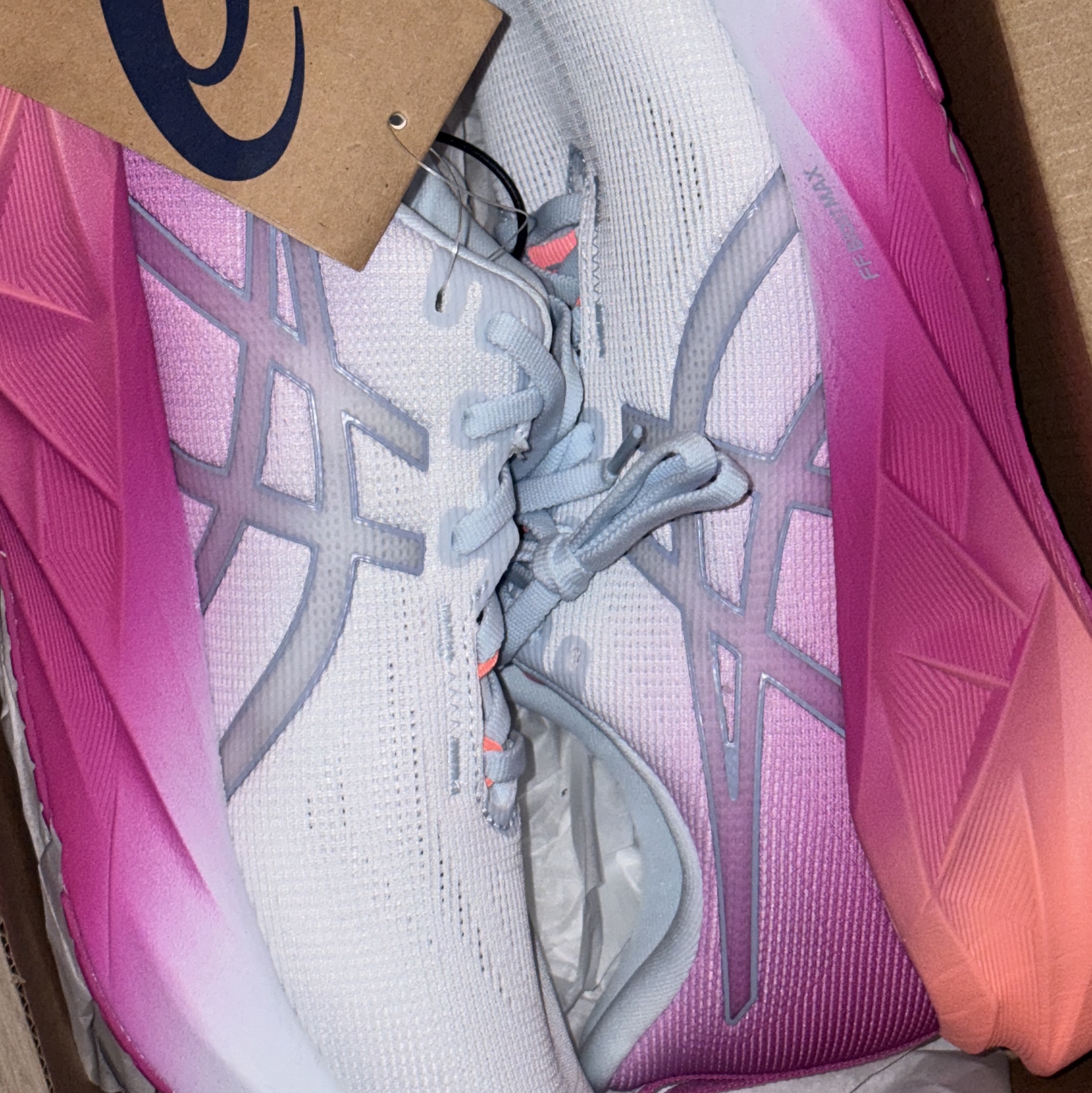 (W) Asics Novablast 5 Sunny Sizzle Sky Digital Sakura 착용 스타일 - 2