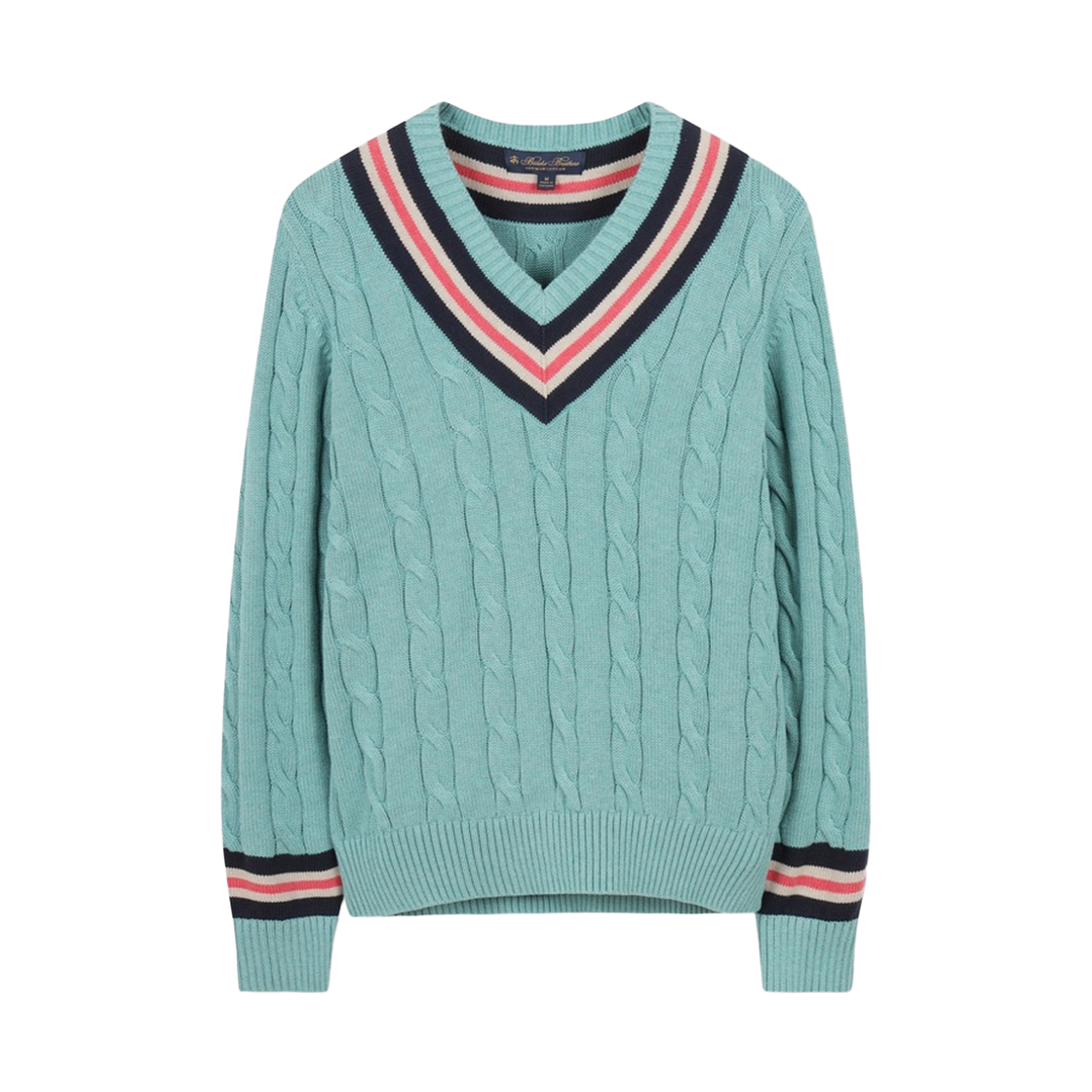 브룩스브라더스 테니스 브이넥 케이블 스웨터 라이트블루(BrooksBrothers Tennis V-Neck Cable Sweater Light Blue)