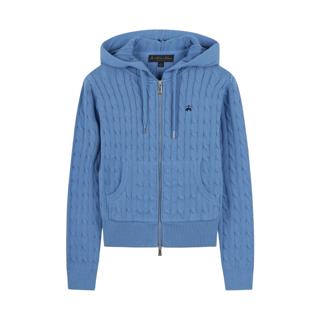 BBWZWBG104LGS BrooksBrothers Women's Cotton Cable Hooded Sweater Light Blue