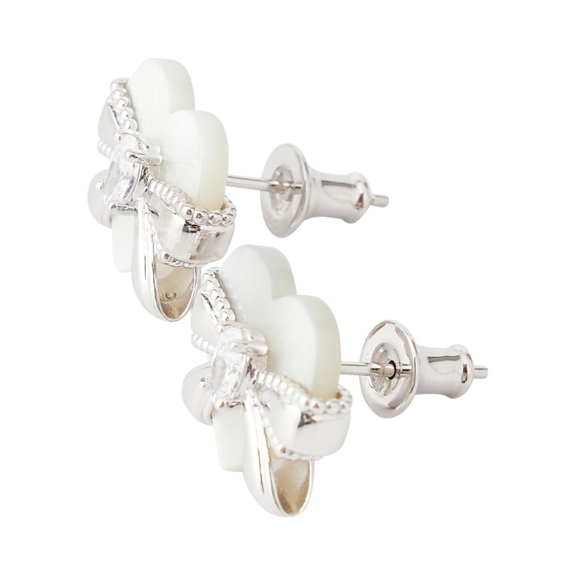 위민 하트 쉐이프 네이커 이어링 화이트 - 26FW(Yvmin Heart Shaped Nacre Earring White - 26FW) - 3