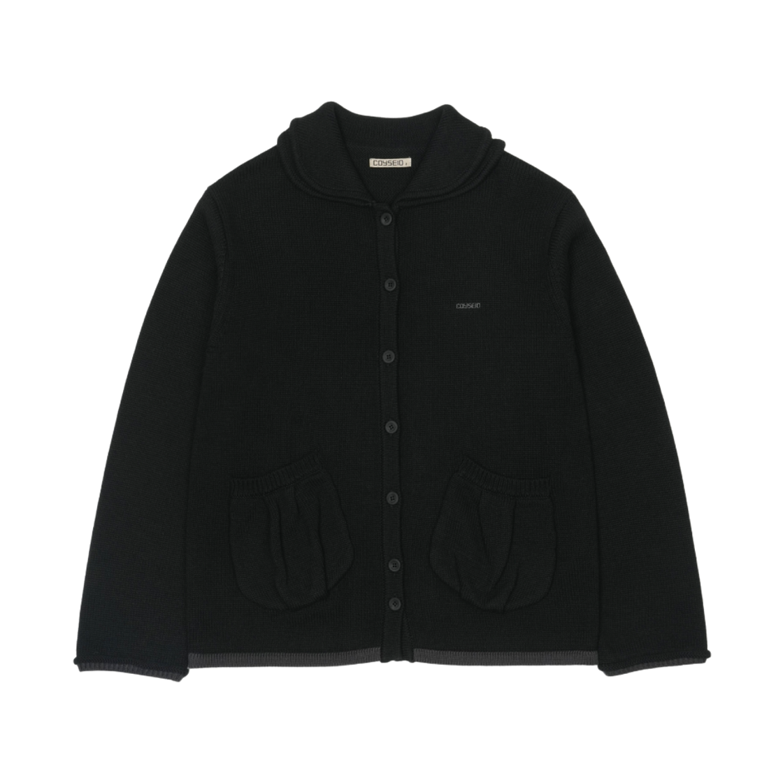 코이세이오 더블 카라 니트 자켓 블랙(COYSEIO Double Collar Knit Jacket Black)