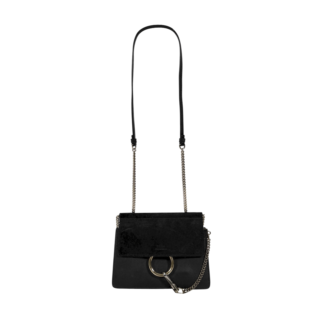 ITCH3NLVNNNO Chloe Suede Mini Faye Shoulder Chain Crossbody Bag Black