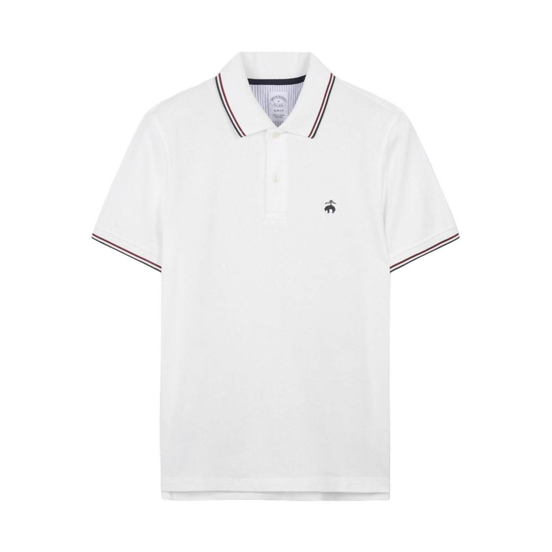 BBNTMM7460AGM BrooksBrothers Color Block Tennis Pique Polo Shirt White