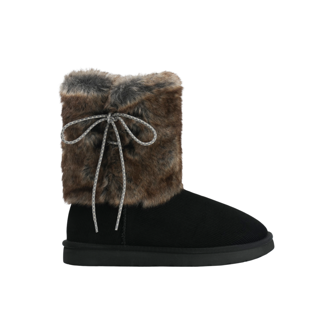 코이세이오 코듀로이 퍼 트림 부츠 블랙(COYSEIO Corduroy Fur Trim Boots Black)