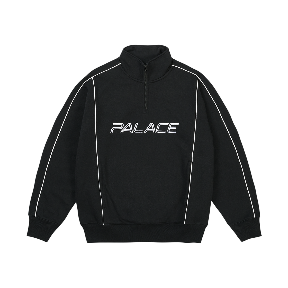 - Palace Piped 1/4 Zip Black - 26FW