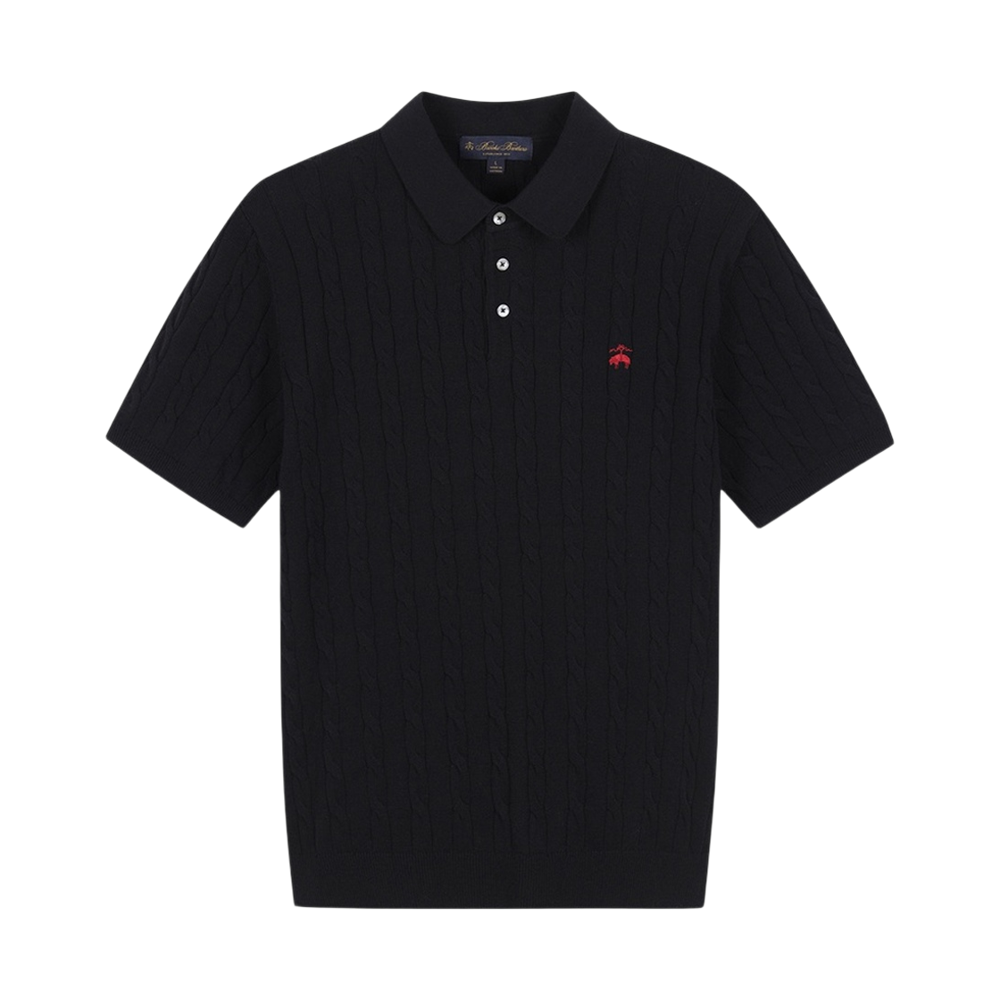 브룩스브라더스 온라인단독 코튼 케이블 폴로 반팔 스웨터 블랙(BrooksBrothers Online Exclusive Cotton Cable Polo Short Sleeve Sweater Black)
