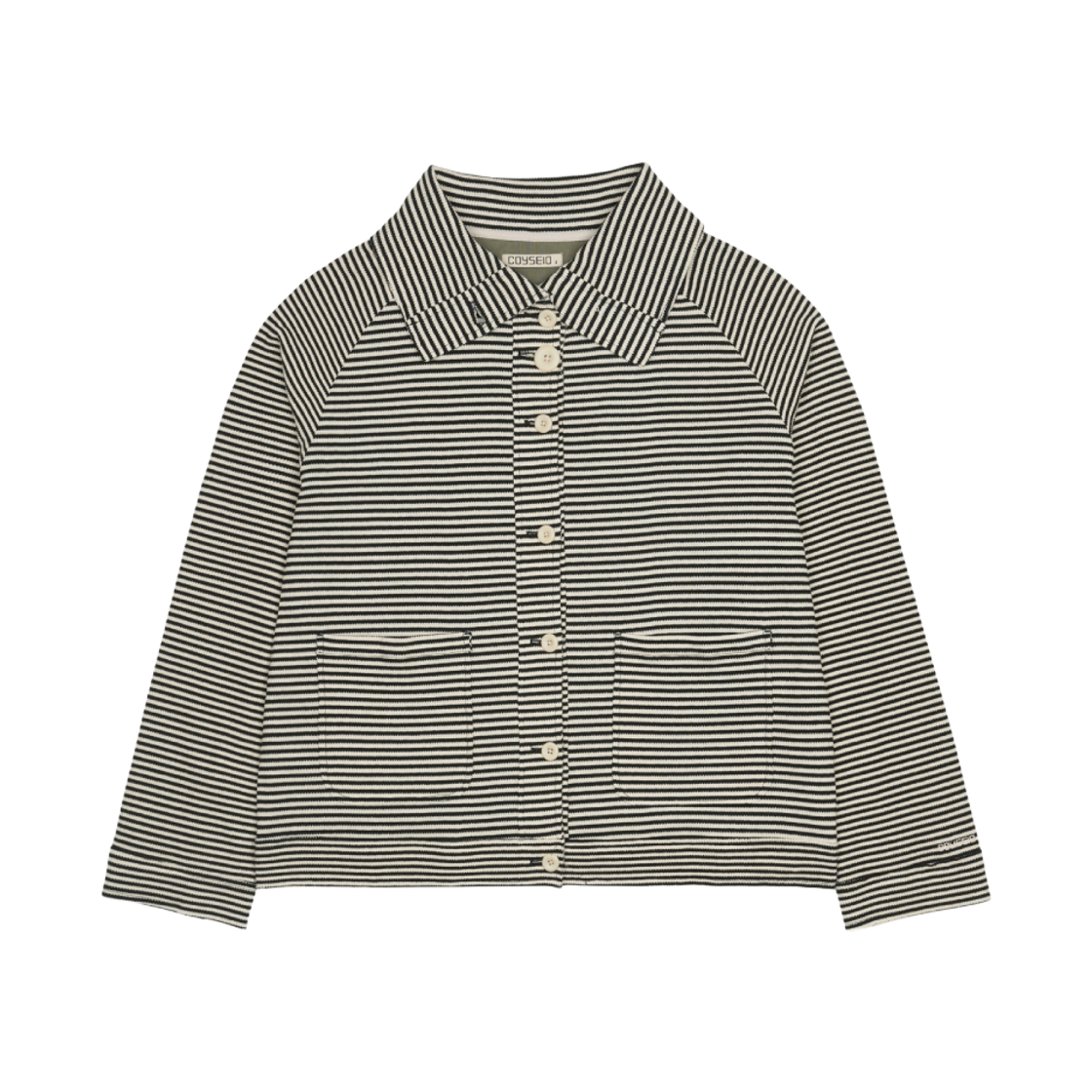 코이세이오 와이드 카라 와플 스트라이프 셔츠 블랙(COYSEIO Wide Collar Waffle Stripe Shirt Black)