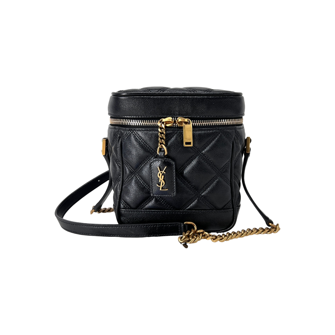 ITS5PNUF9IIR Saint Laurent Quilted Vanity Shoulder Bag Black 649779