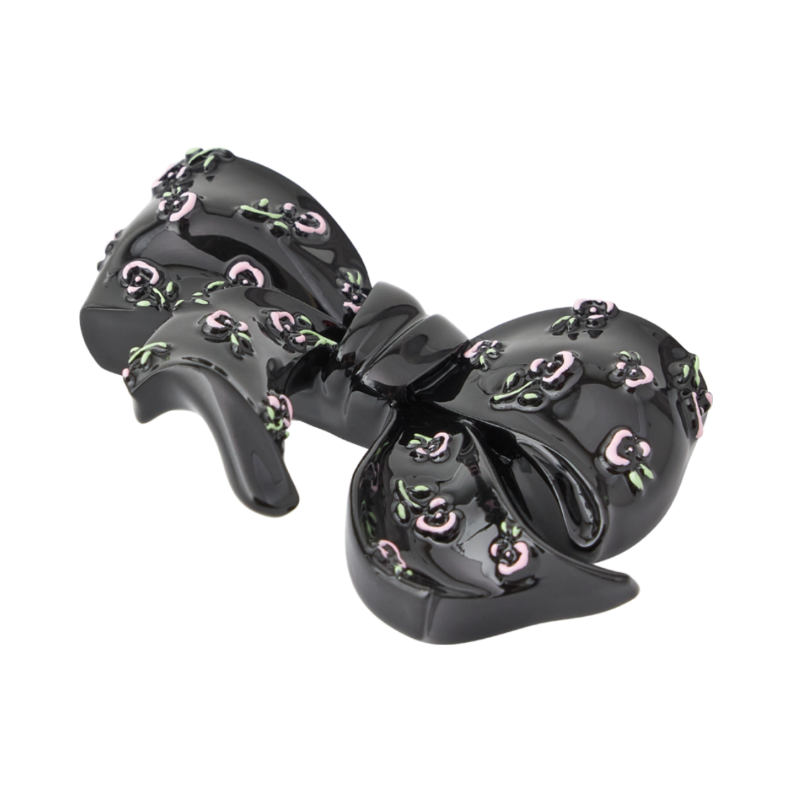 위민 플로럴 보우노트 레진 헤어 클립 블랙 - 26FW(Yvmin Floral Bowknot Resin Hair Clip Black - 26FW) - 3