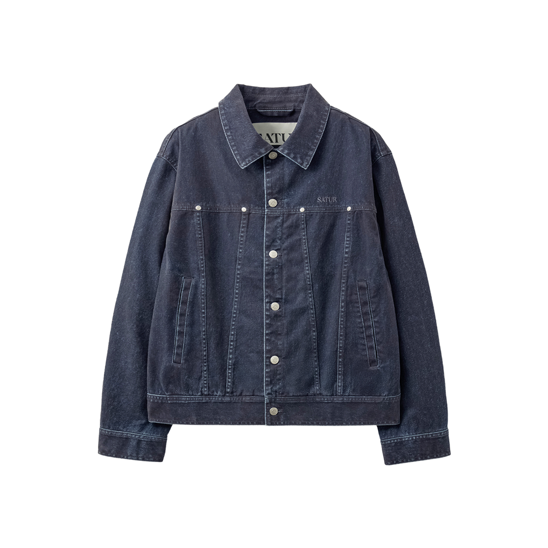 SA263MDJ01GRY0 SATUR Flocking Denim Trucker Jacket Gray