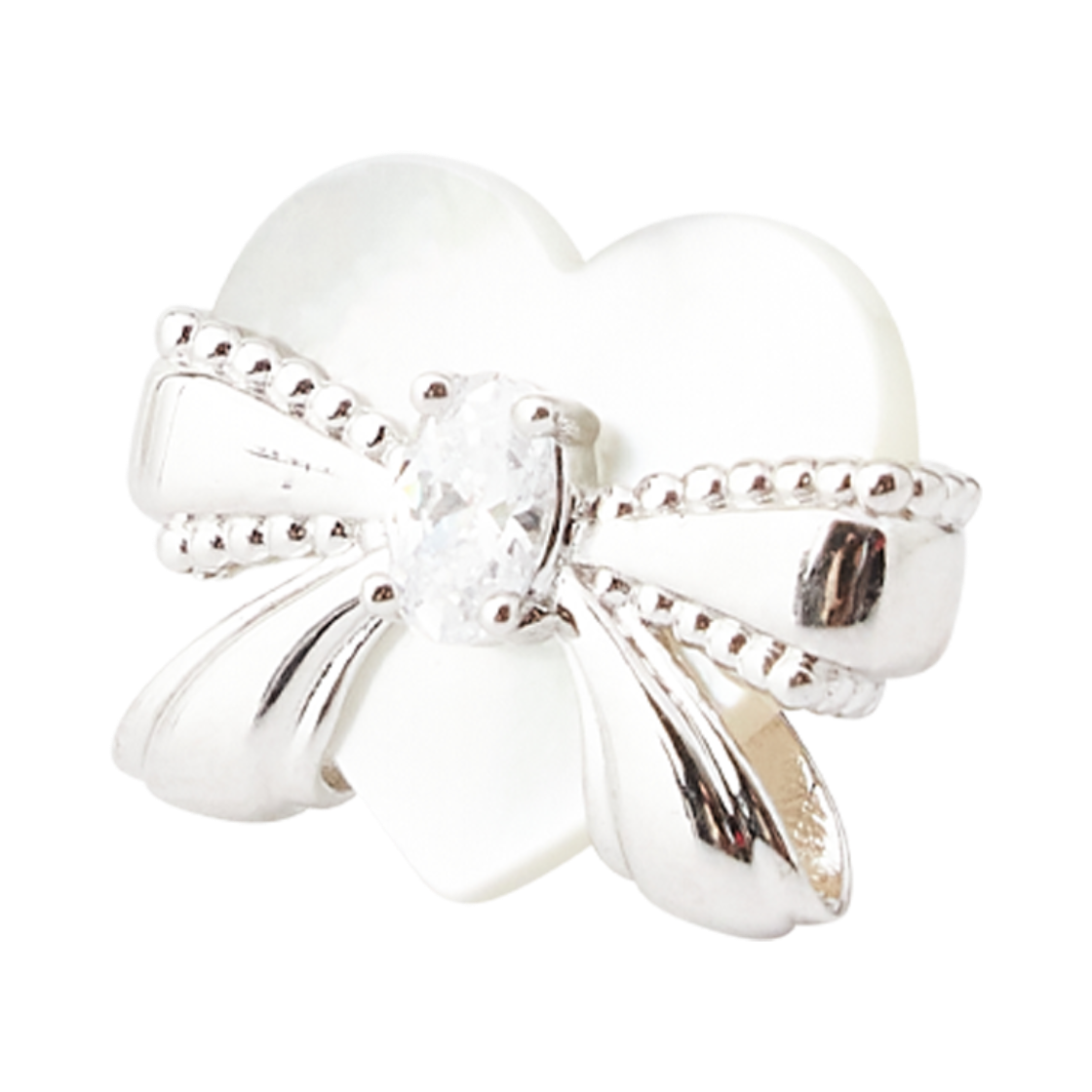 위민 하트 쉐이프 네이커 이어링 화이트 - 26FW(Yvmin Heart Shaped Nacre Earring White - 26FW) - 4