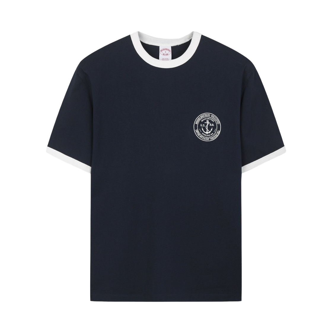 BBNPMOG204QGM BrooksBrothers Online Exclusive Ringer T-Shirt Navy