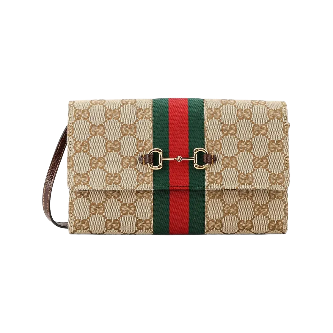 867120-FAF88-9645 Gucci Horsebit Web Strap Wallet Sand Brown Canvas