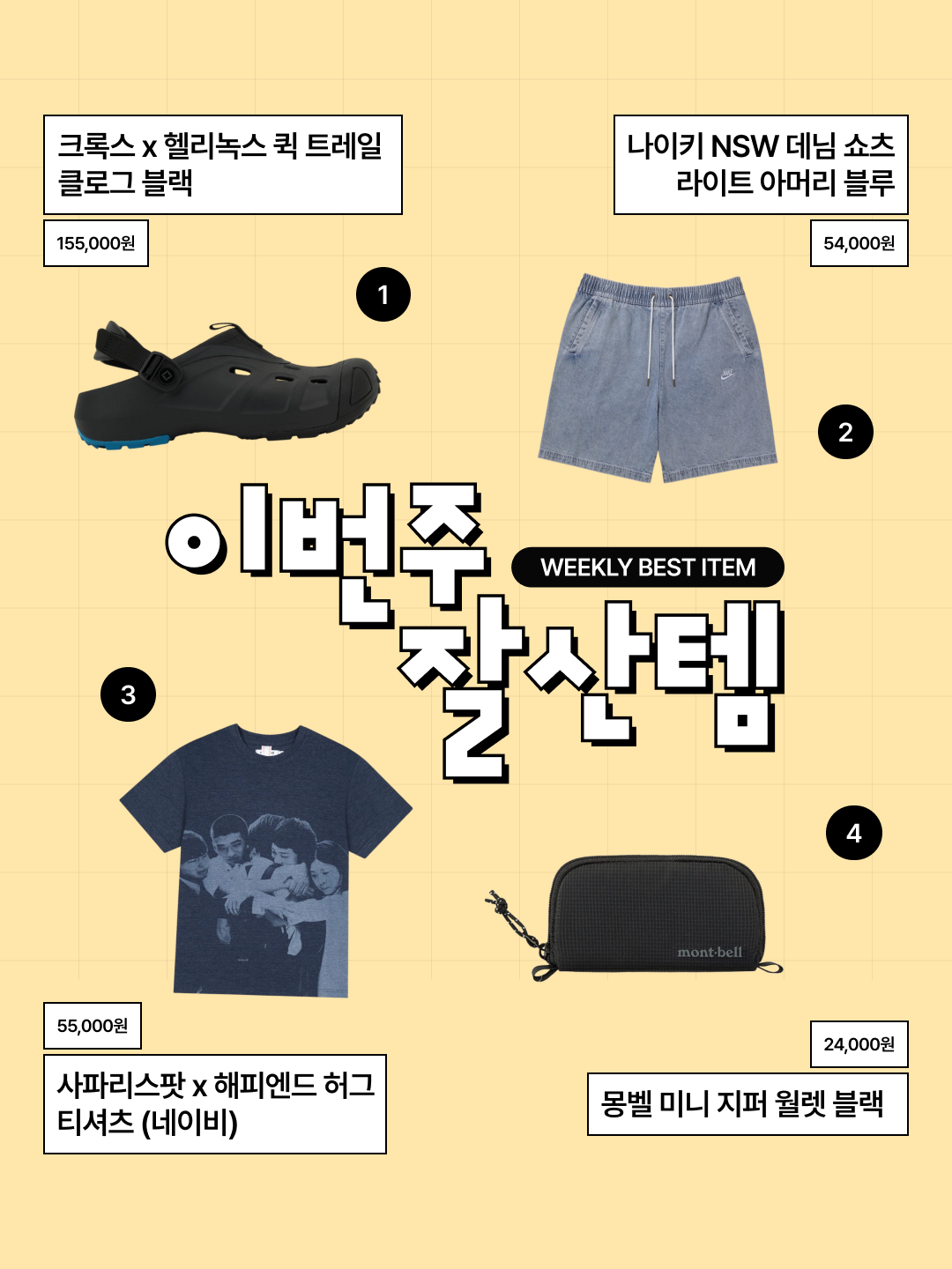 크록스 x 헬리녹스 퀵 트레일 클로그 블랙, 나이키 NSW 데님 쇼츠 라이트 아머리 블루 착용 스타일 - 1