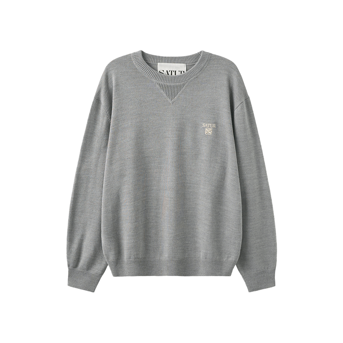 SA263UKT13MGY0 SATUR Loren Basic Crewneck Knit Melange Gray