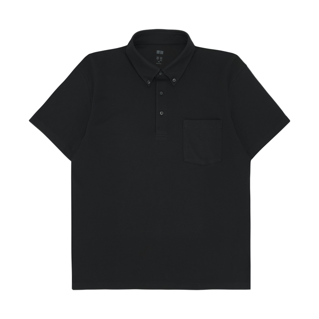 482761-09 / 477740-09 / 466828-09 Uniqlo Airism Kanoko Button Down Polo Shirt Black
