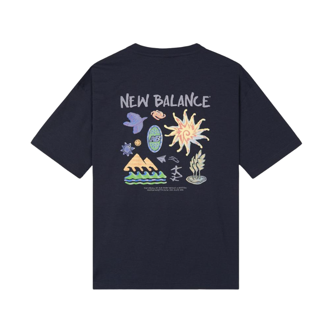 NBNEG31643-59 New Balance Sunny Rainy Illust Short Sleeve T-Shirt Navy