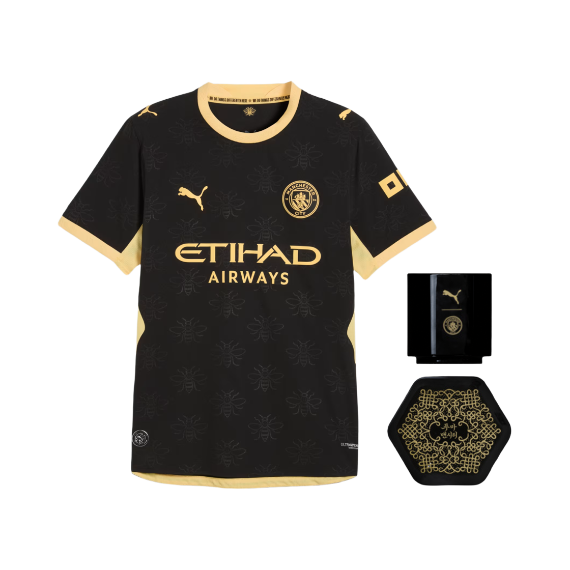 푸마 맨체스터 시티 어웨이 어센틱 스페셜 키트 블랙 플랙슨 (논 마킹 버전)(Puma Manchester City Away Authentic Special Kit Black Flaxen (Non Marking Ver.)) - 1