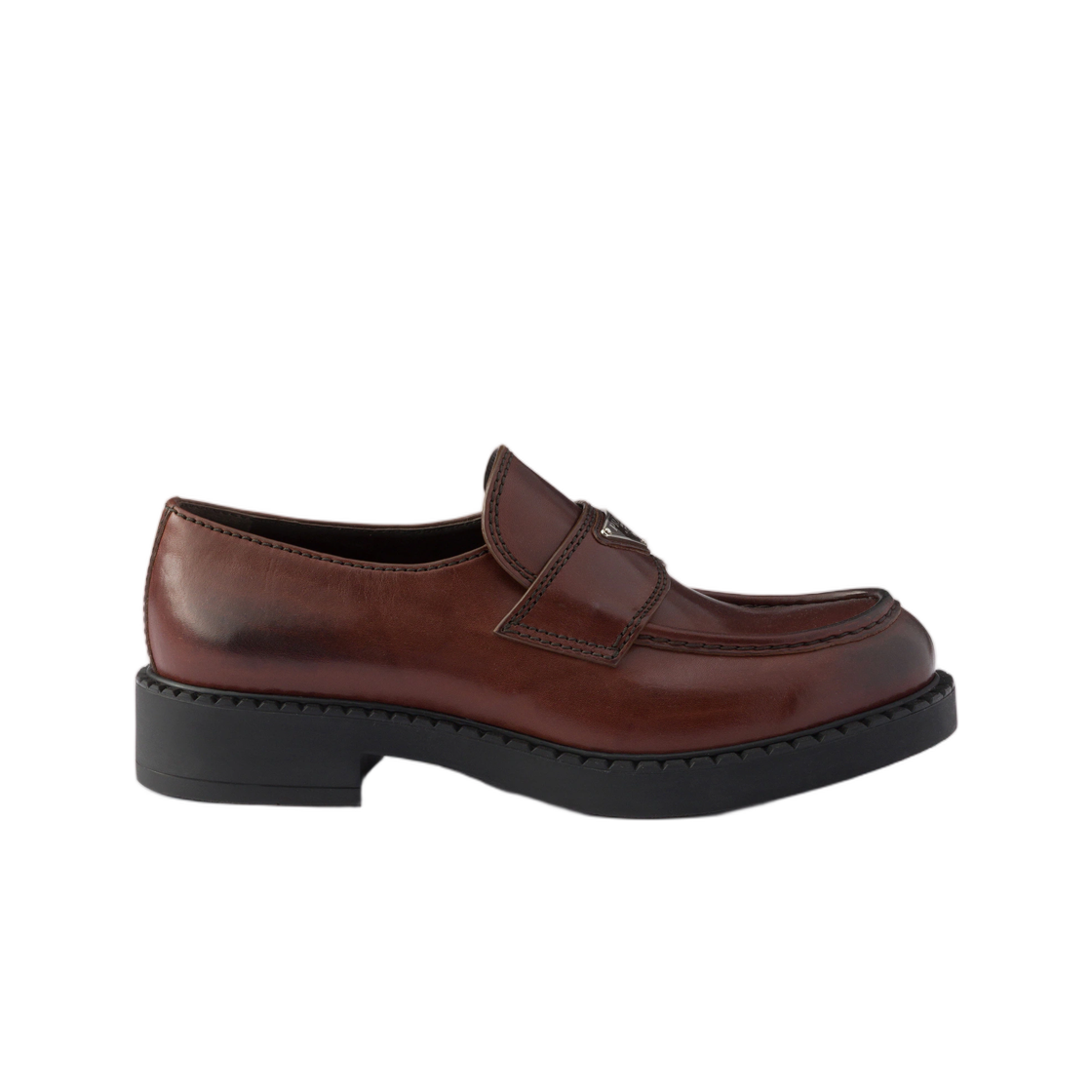 2DE127-3ZPQ-F0324 Prada Chocolate Aged Leather Loafers Cocoa Brown