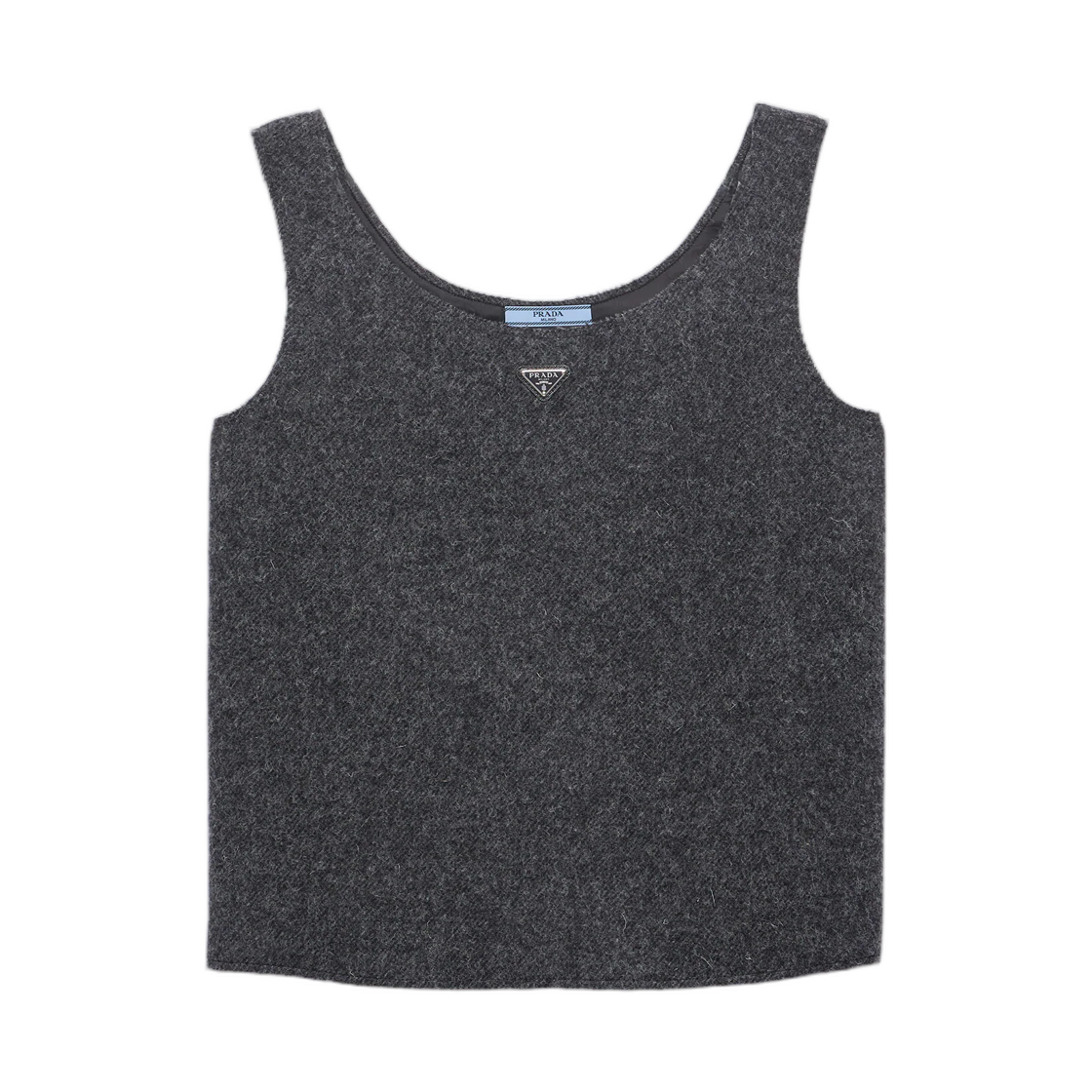P925OL-18OY-F0308 (W) Prada Shetland Wool Top Anthracite Gray