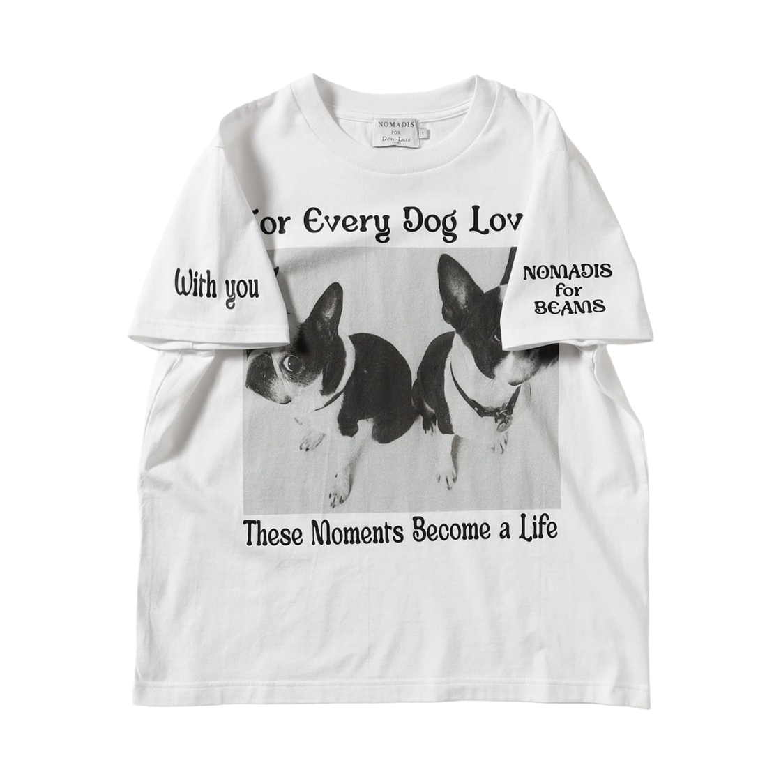 (W) 데미 럭스 빔즈 x 노마디스 포 도그 러버스 티셔츠 밀크 쿠카((W) Demi-Luxe Beams x Nomadis For Dog Lovers T-Shirt Milk Kukka) - 1