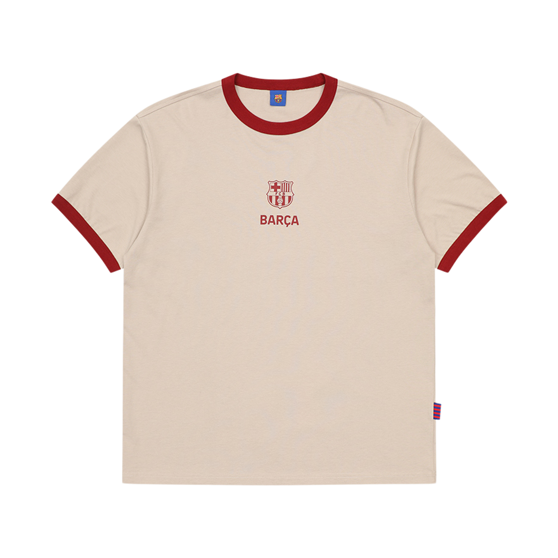 GBCFSS05 FC BARCELONA Print Ringer Short-Sleeve T-Shirt Beige