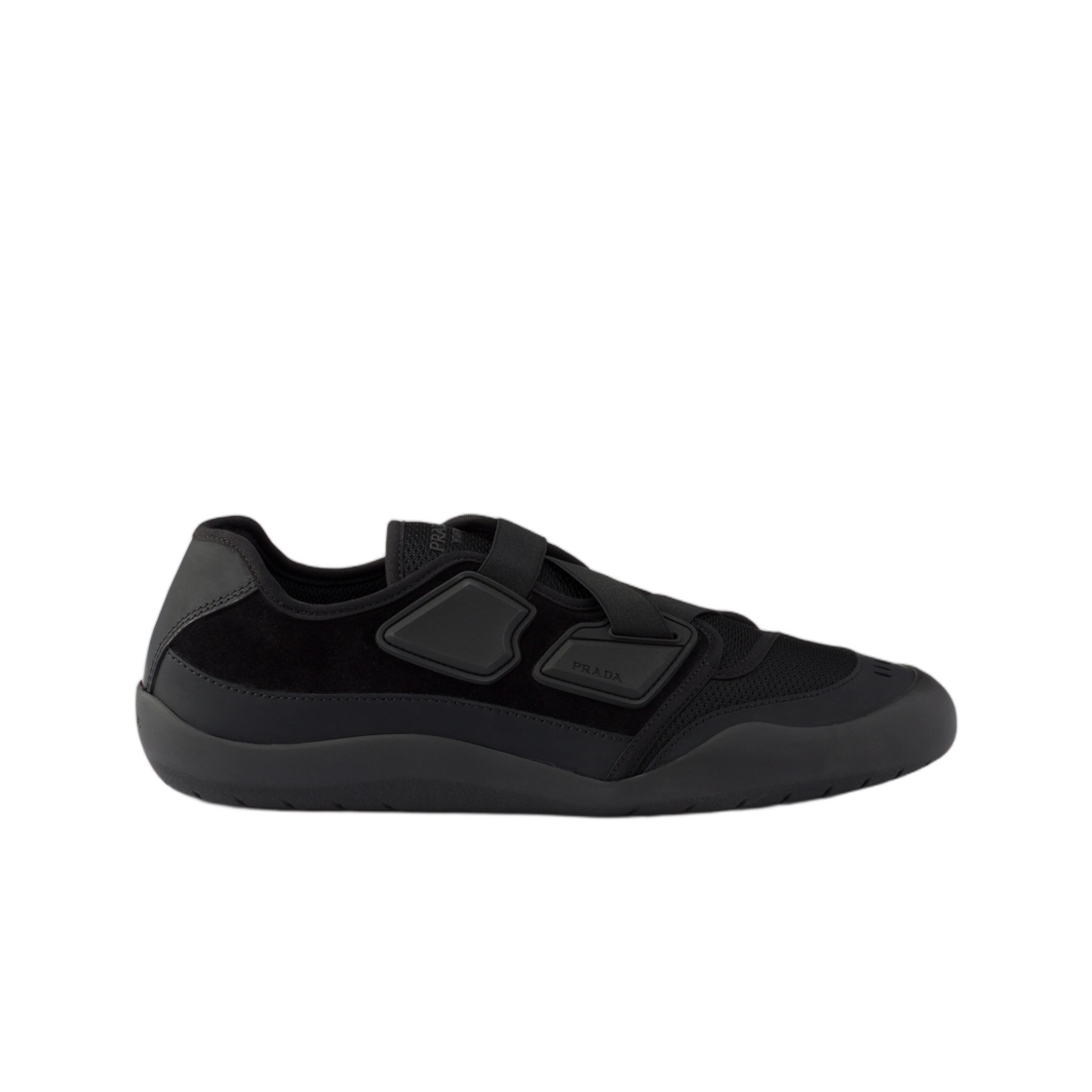 2EE487-3H0K-F0002 Prada Speedrock Leather and Mesh Fabric Sneakers Black