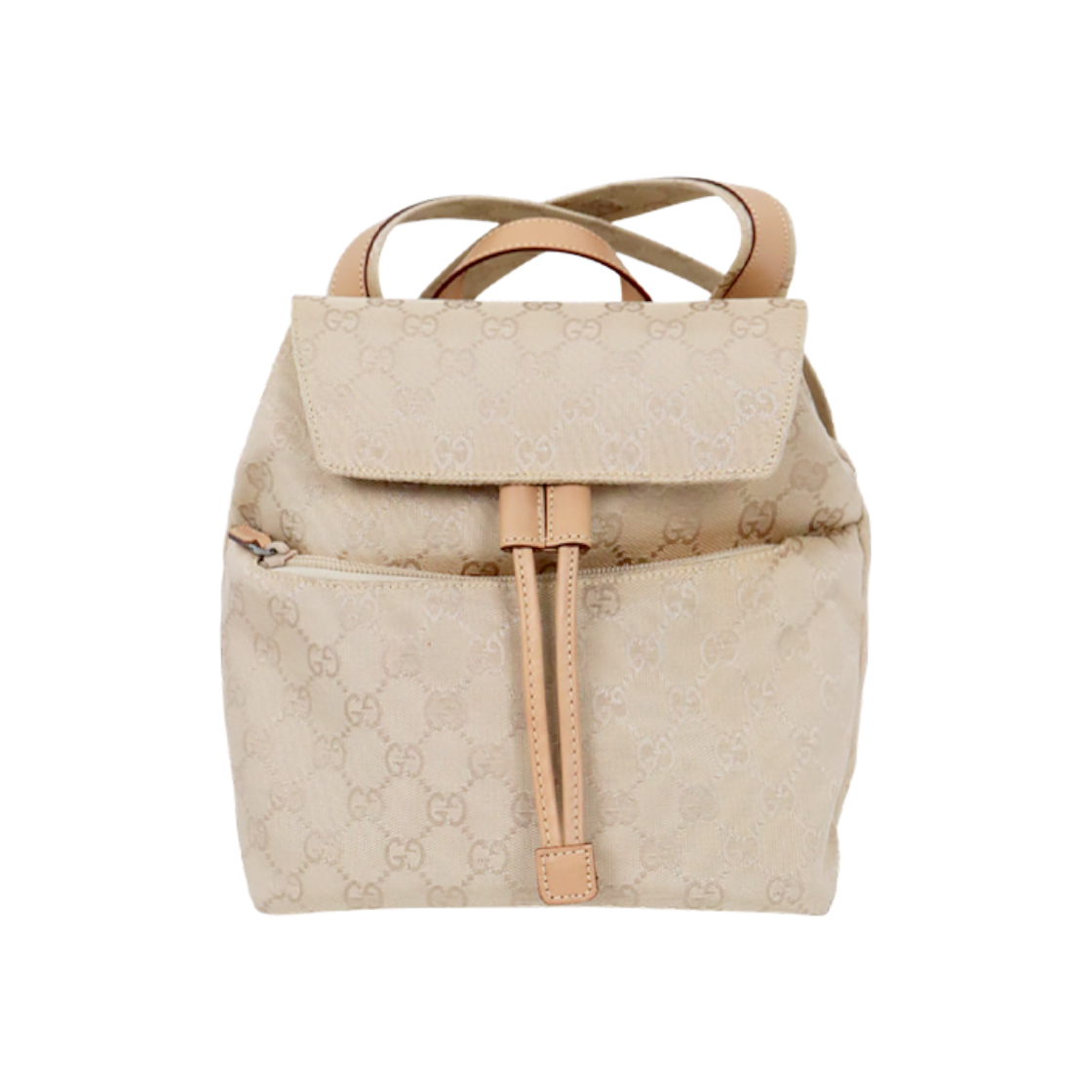 IT6MMR7HERVQ Gucci Beige GG Canvas Flap Backpack A-A62229
