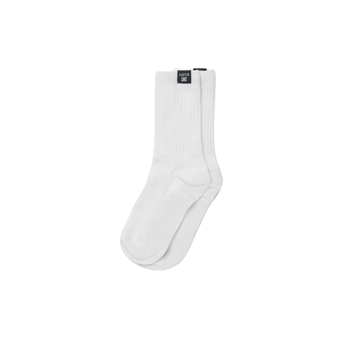 SA263UAO01WHT0 SATUR Basic Logo Label Socks White