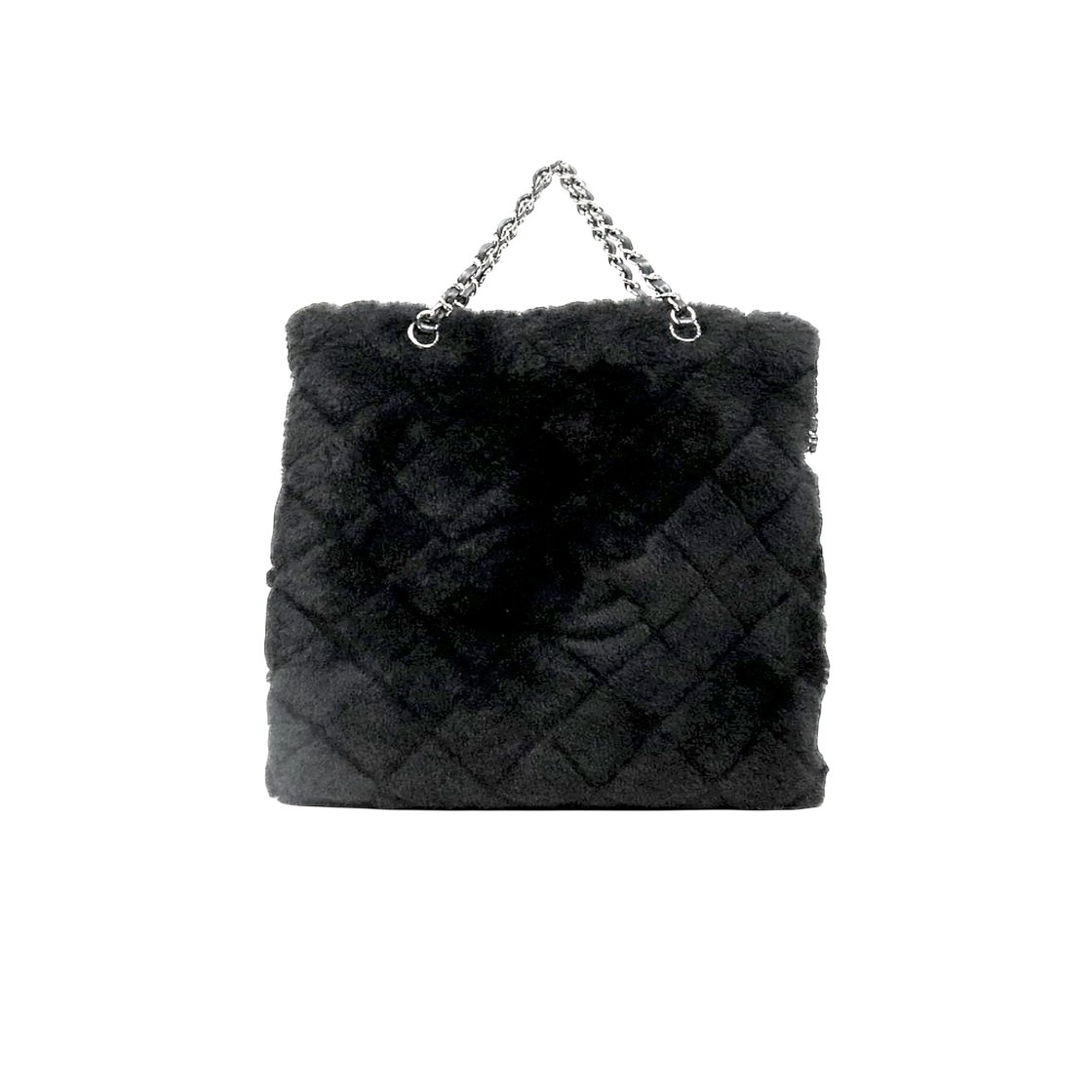 ITNCI6T7DLW5 Chanel Black Shearling Coco Neige Big CC Quilted Backpack A-A54677