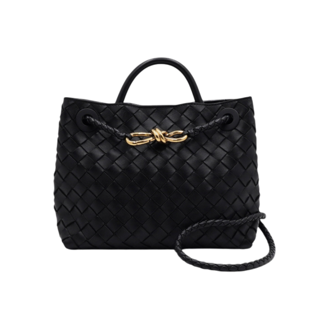 ITVMFB5LUWKI Bottega Veneta Black Intrecciato Small Andiamo Top Handle Tote Bag
