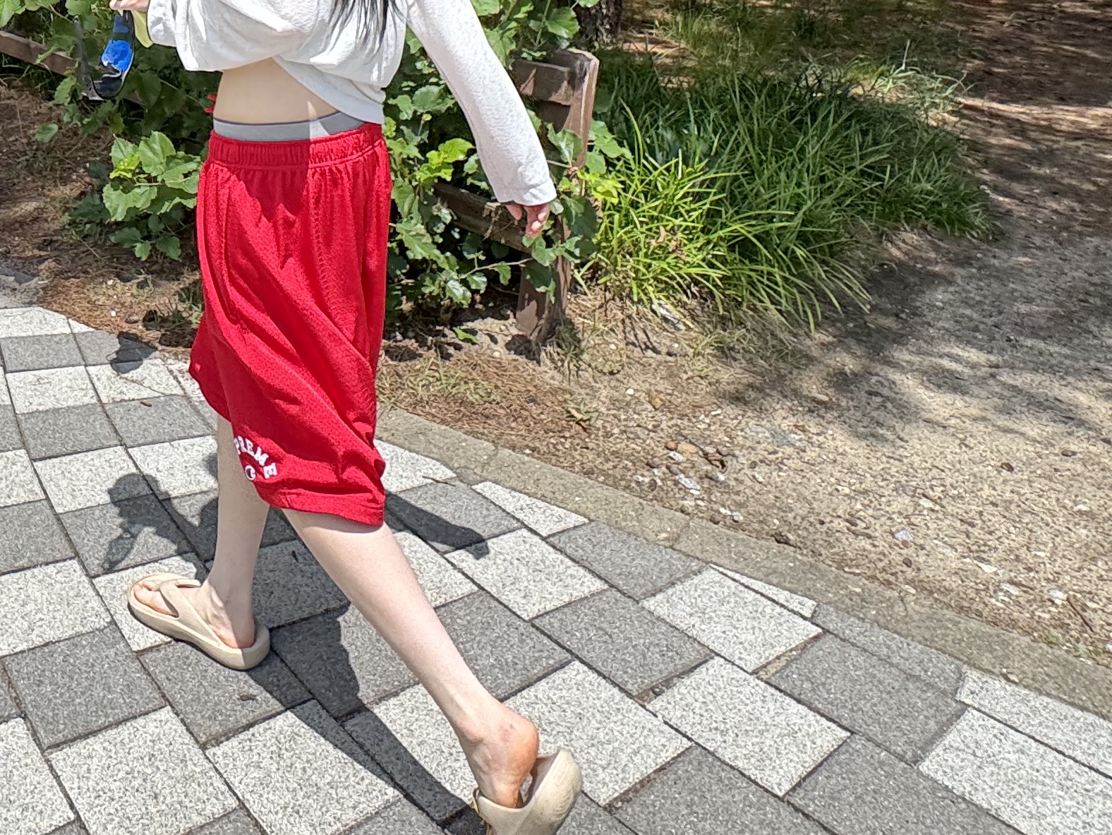Supreme x Champion Mesh Short Red - 24SS 착용 스타일 - 6
