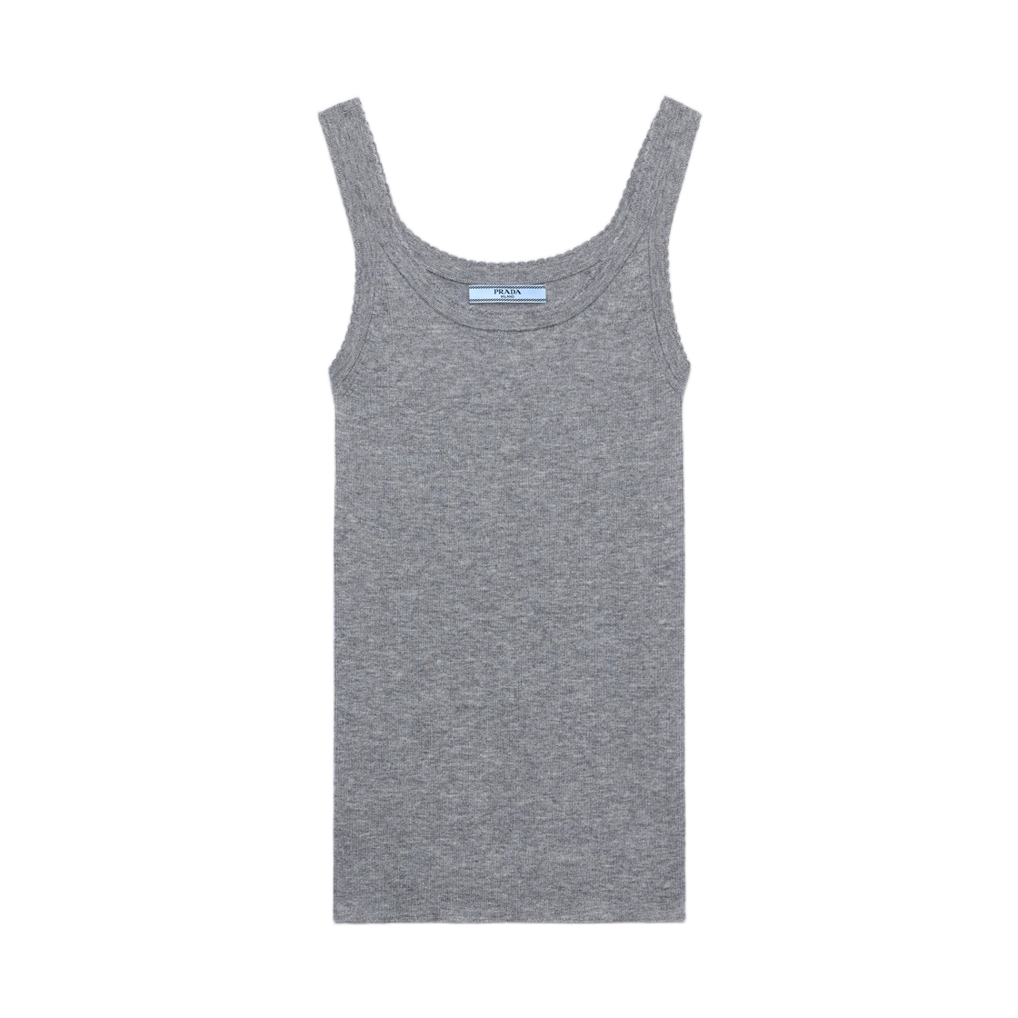 (W) 프라다 립드 니트 캐시미어 탱크탑 그레이((W) Prada Ribbed Knit Cashmere Tank Top Grey)