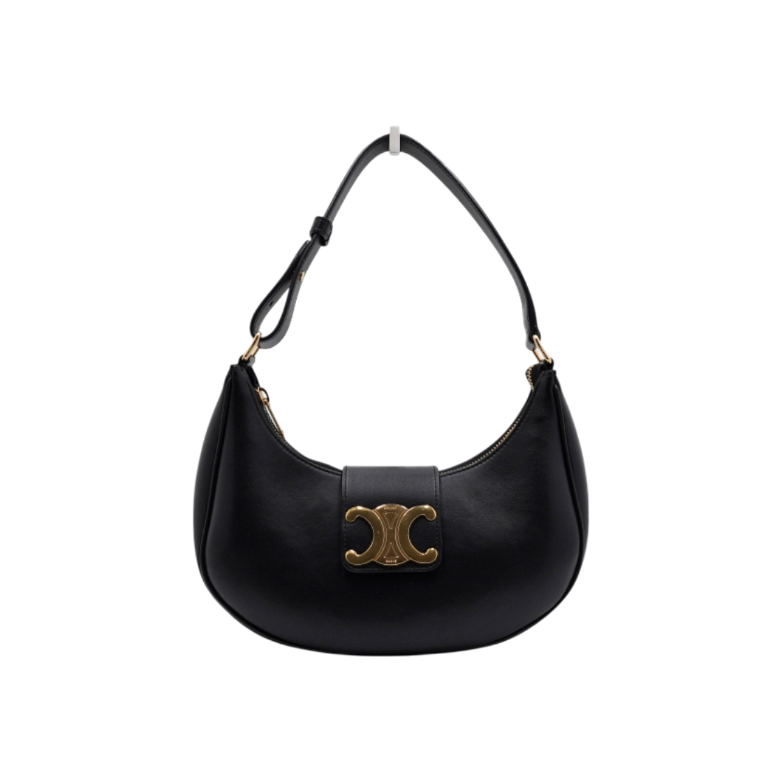 IT7LFECSWREE Celine Medium Ava Triomphe Shoulder Bag in Black Calfskin