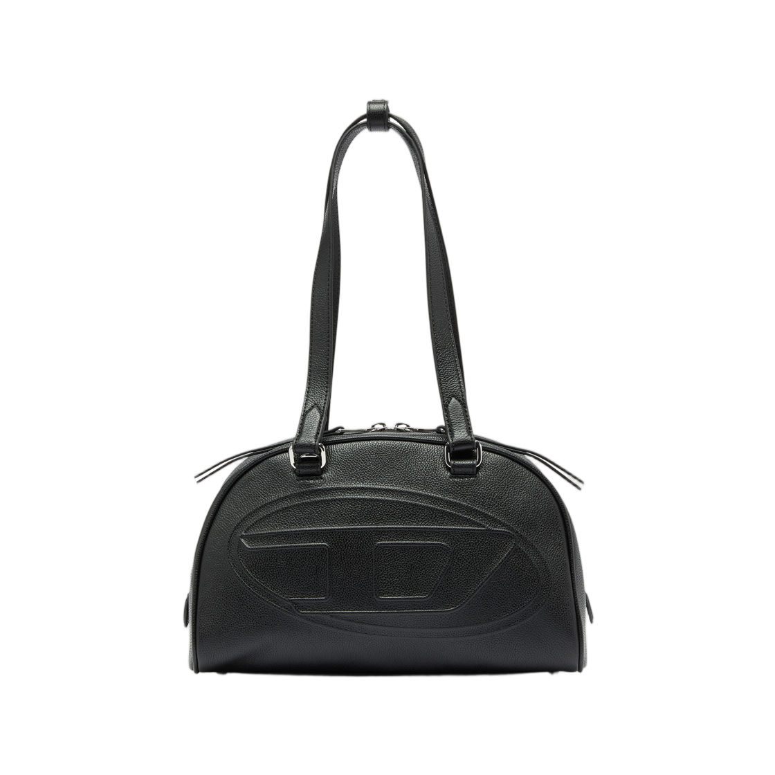 디젤 1DR 돔 레더 보스턴 백 엠보스 로고 블랙(Diesel 1DR Dome Leather Boston Bag with Embossed Logo Black)