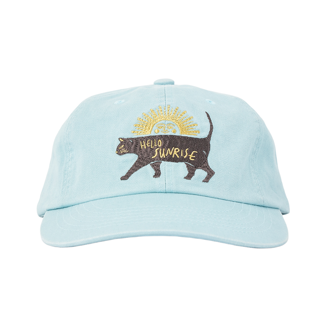 헬로선라이즈 워시드 빈티지 캣 로고 6패널 캡 소프트 틸(Hello Sunrise Washed VTG Cat Logo 6panel Cap Soft Teal) - 1