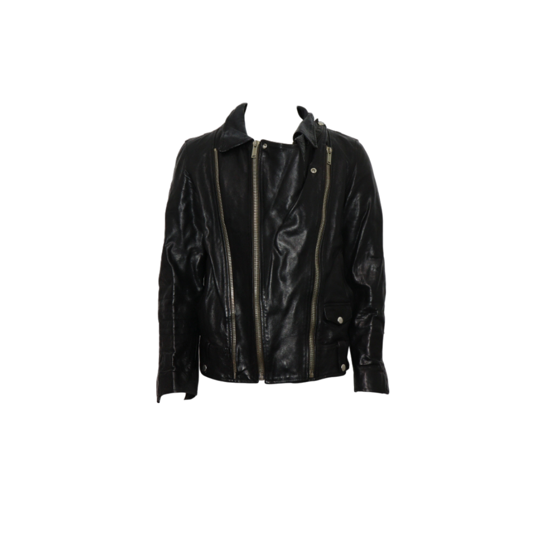 IT4UMPJFWINV Golden Goose G24U537 Black Leather Biker Jacket