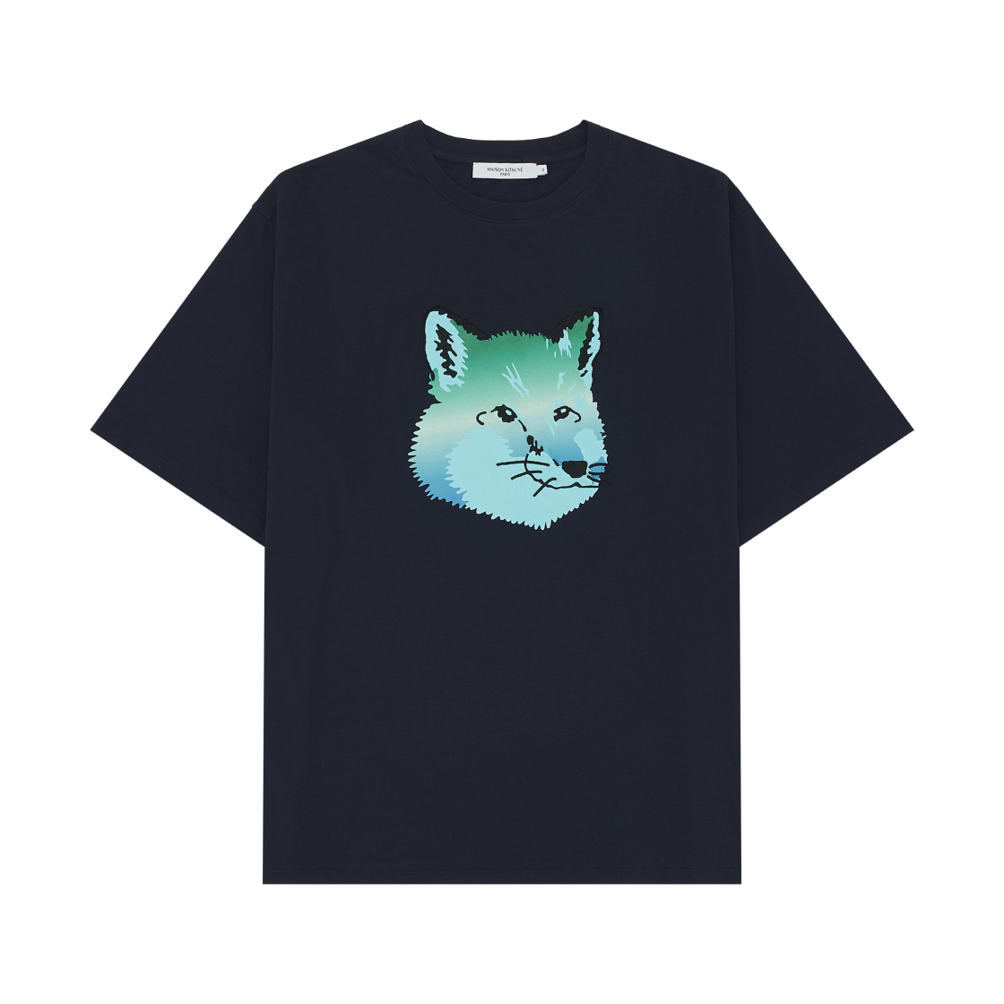 KM00118KJ0008-P480 Maison Kitsune Vibrant Fox Head Easy T-Shirt Navy