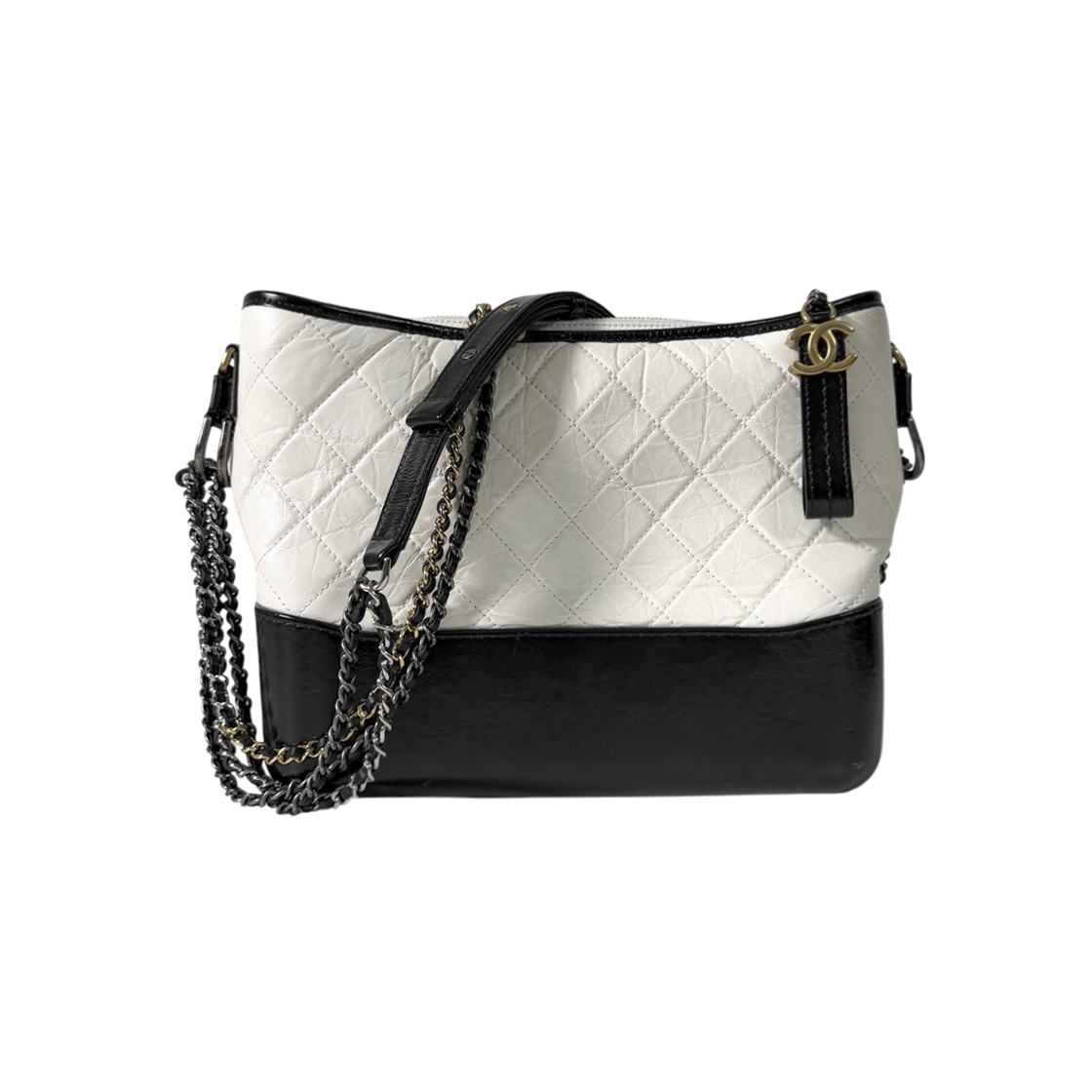 IT9RBFDD994B Chanel Gabrielle Large Hobo Bag in Capskin White Black