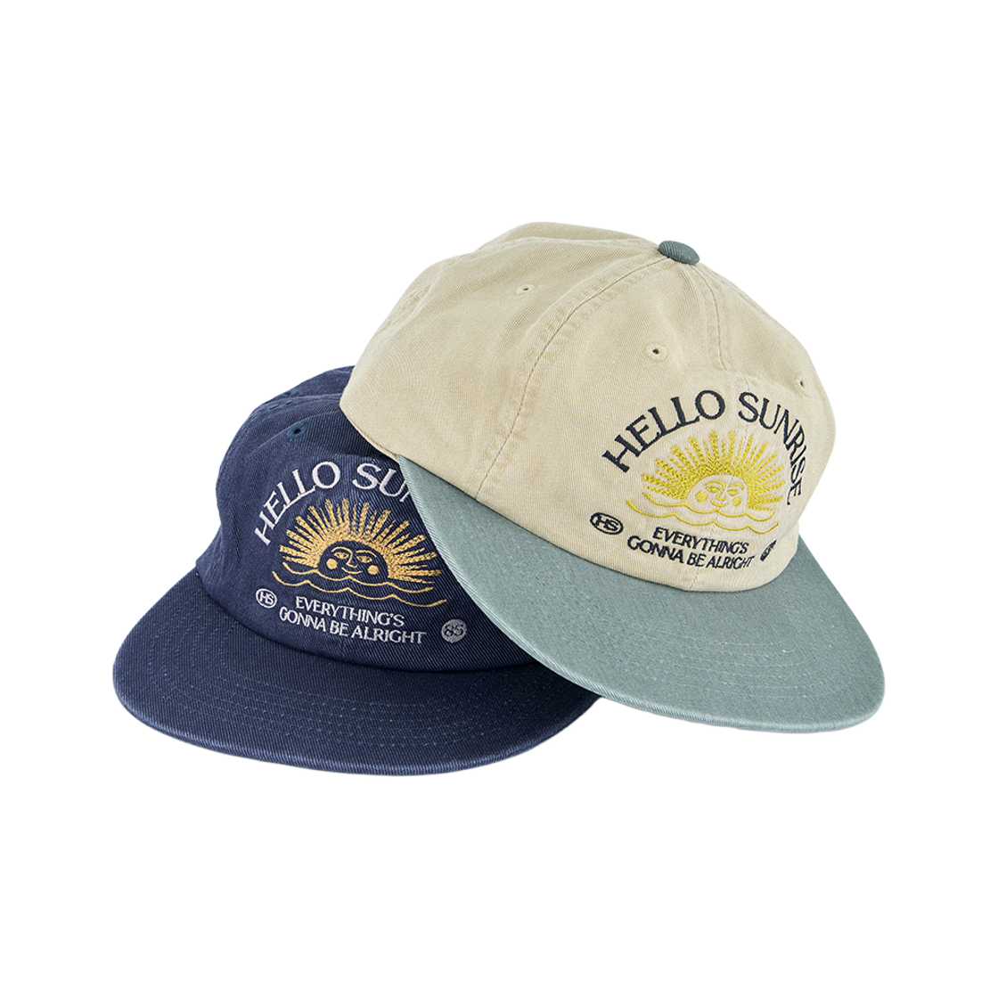 헬로선라이즈 워시드 투톤 아치 로고 6패널 캡 베이지&카키(Hello Sunrise Washed Two Tone Arch Logo 6panel Cap BEIGE & KHAKKI) - 4