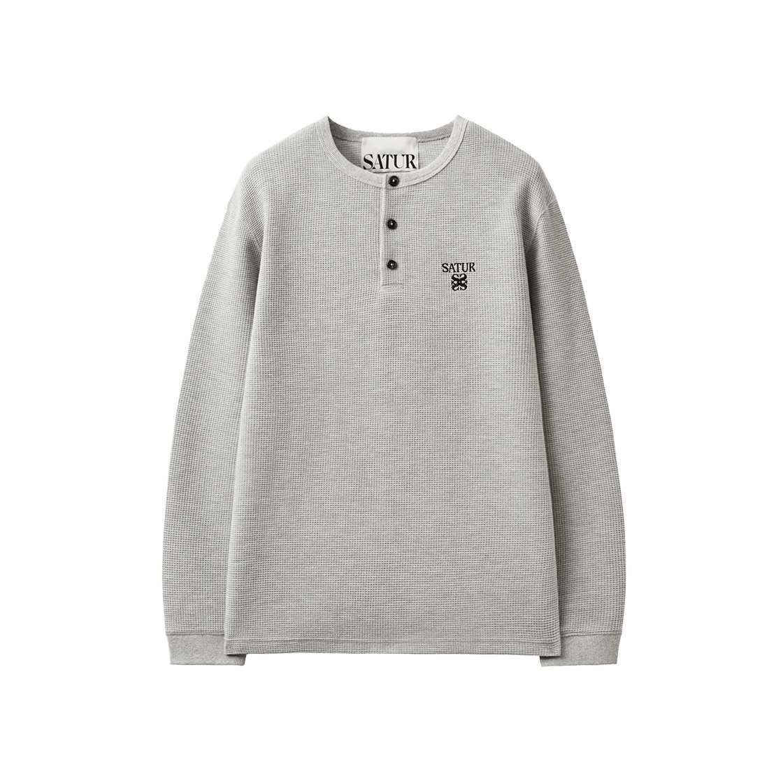 세터 와플 헨리넥 롱 슬리브 멜란지 그레이(SATUR Waffle Henley Neck Long Sleeve Melange Gray) - 1
