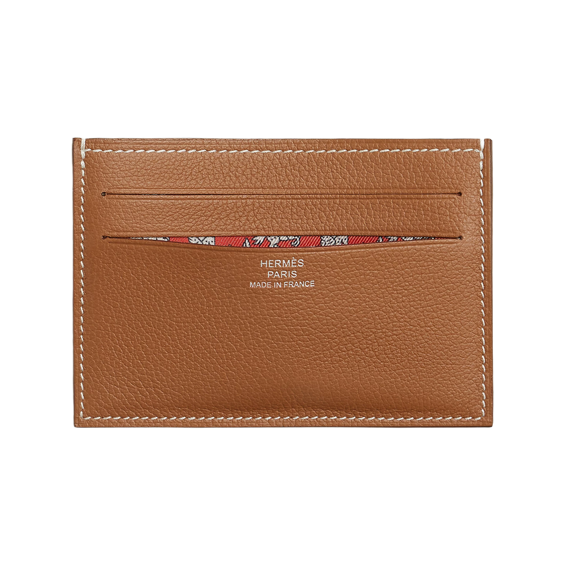 H088017CAAA Hermes Citizen Twill Card Holder Evercolor Calfskin & Gold Capucine